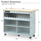 Multi-Functional Kitchen Island Cart with Drop Leaf, LED Light, and Power Outlets
