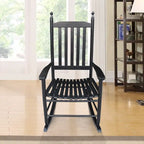 Comfortable Porch Rocking Chair Outdoor, Acacia Wooden Rocker Chair with Seat and Back Cushion, Armrests