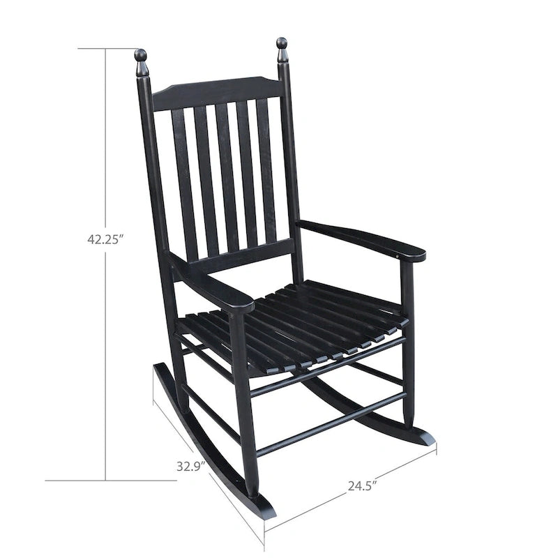 Comfortable Porch Rocking Chair Outdoor, Acacia Wooden Rocker Chair with Seat and Back Cushion, Armrests