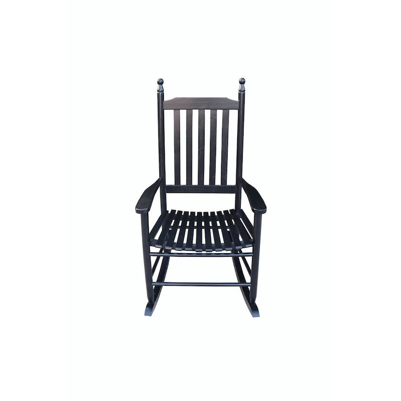 Comfortable Porch Rocking Chair Outdoor, Acacia Wooden Rocker Chair with Seat and Back Cushion, Armrests