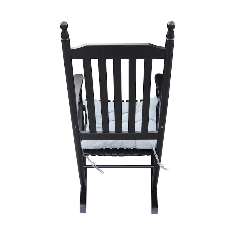 Comfortable Porch Rocking Chair Outdoor, Acacia Wooden Rocker Chair with Seat and Back Cushion, Armrests