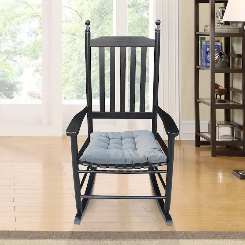 Comfortable Porch Rocking Chair Outdoor, Acacia Wooden Rocker Chair with Seat and Back Cushion, Armrests
