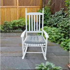 Comfortable Porch Rocking Chair Outdoor, Acacia Wooden Rocker Chair with Seat and Back Cushion, Armrests