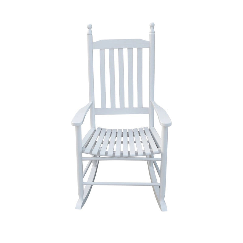 Comfortable Porch Rocking Chair Outdoor, Acacia Wooden Rocker Chair with Seat and Back Cushion, Armrests