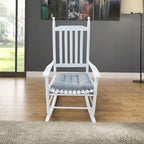 Comfortable Porch Rocking Chair Outdoor, Acacia Wooden Rocker Chair with Seat and Back Cushion, Armrests