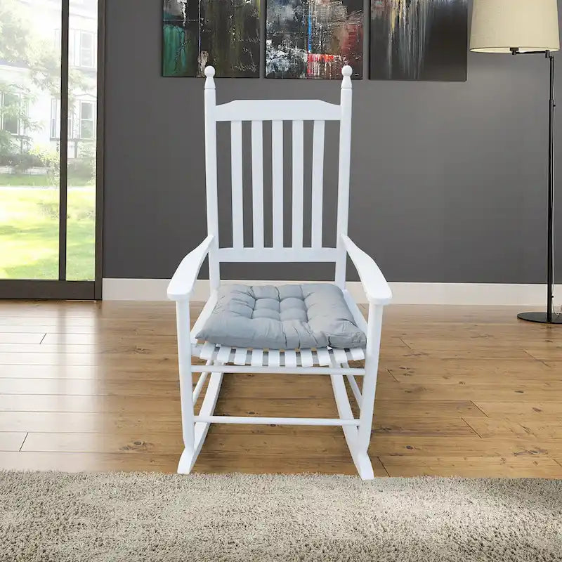 Comfortable Porch Rocking Chair Outdoor, Acacia Wooden Rocker Chair with Seat and Back Cushion, Armrests
