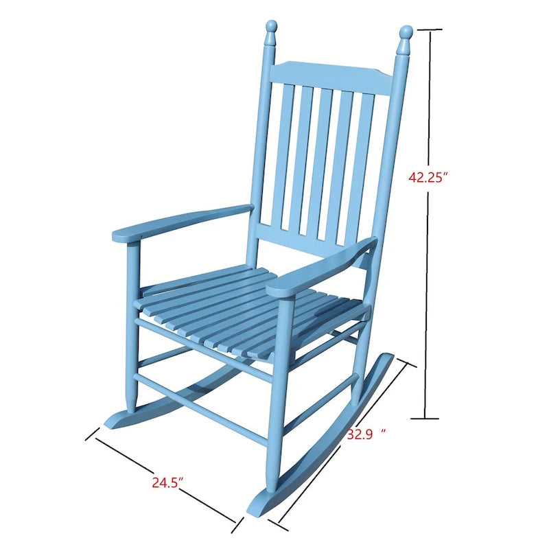 Comfortable Porch Rocking Chair Outdoor, Acacia Wooden Rocker Chair with Seat and Back Cushion, Armrests