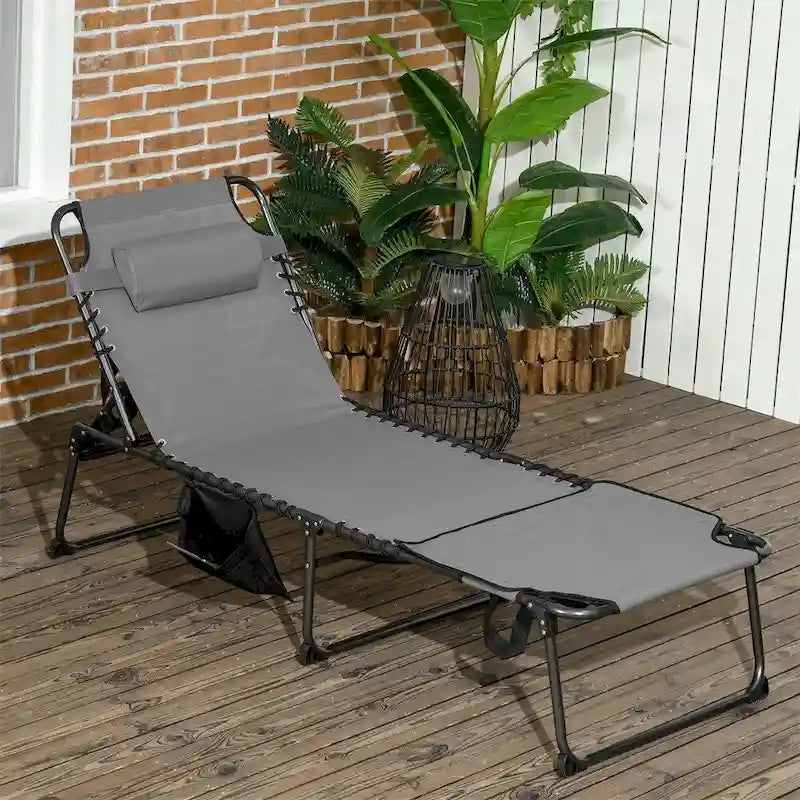 Outdoor Folding Tanning Chair with Reading Face Hole & Headrest