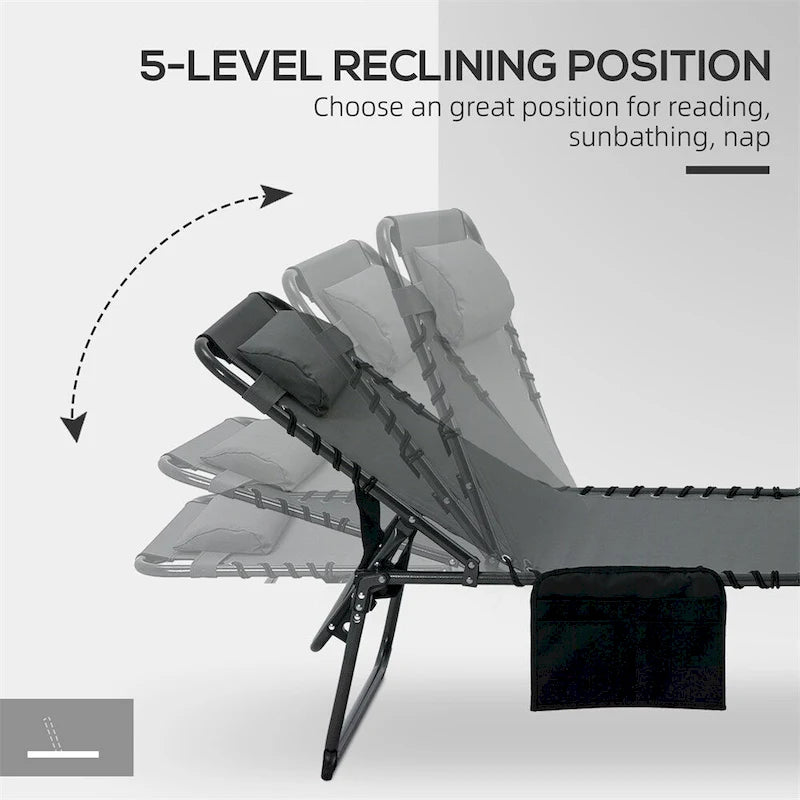Outdoor Folding Tanning Chair with Reading Face Hole & Headrest