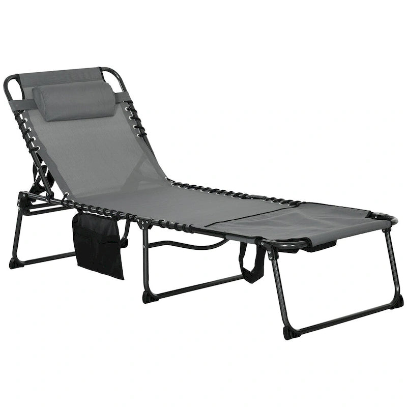 Outdoor Folding Tanning Chair with Reading Face Hole & Headrest