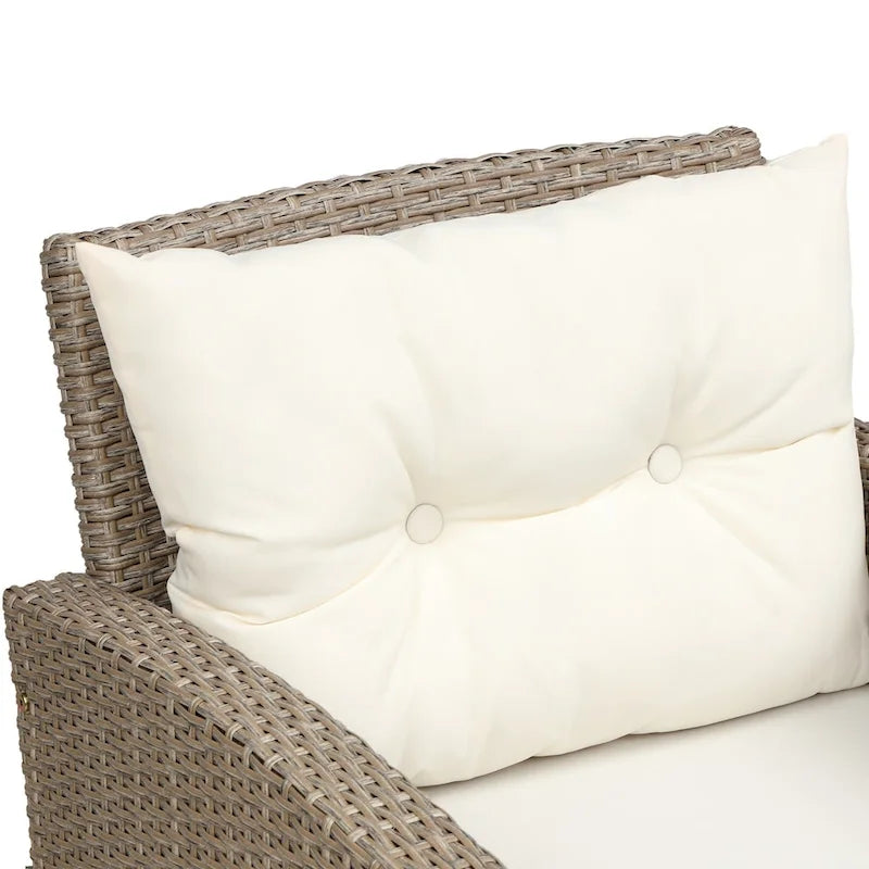 Outdoor, Patio Furniture Sets, 4 Piece Conversation Set Wicker Ratten Sectional Sofa with Seat Cushions