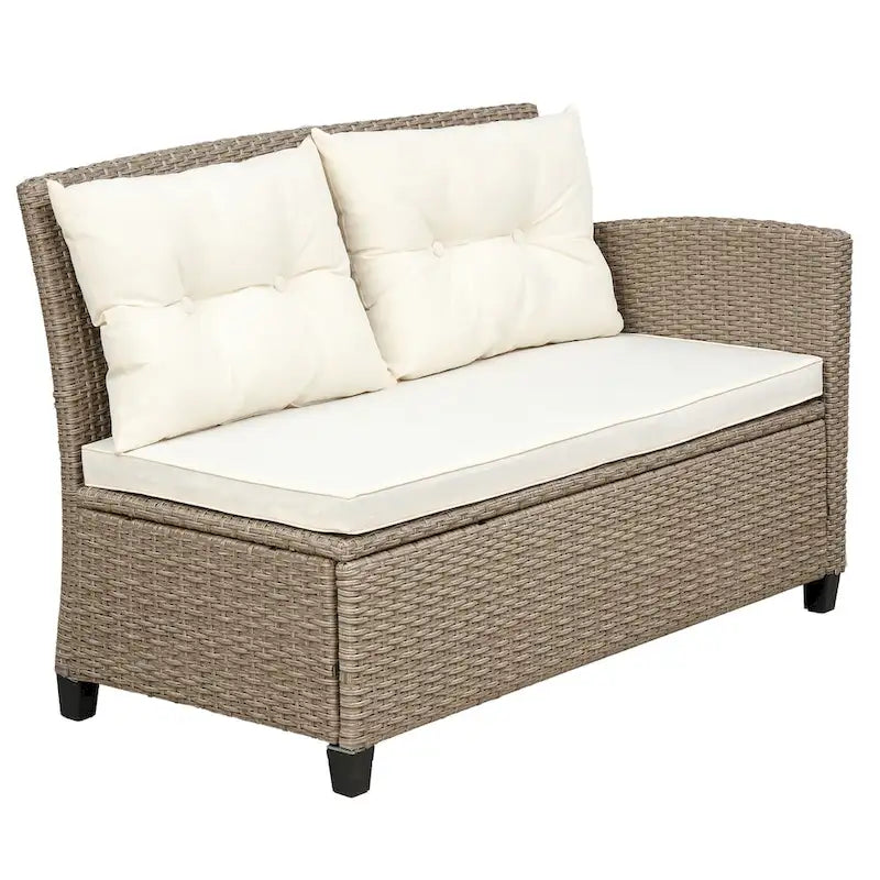 Outdoor, Patio Furniture Sets, 4 Piece Conversation Set Wicker Ratten Sectional Sofa with Seat Cushions