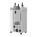 Allandale 1-Door Bar Cart with Wine Rack and Casters White