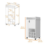 Allandale 1-Door Bar Cart with Wine Rack and Casters White