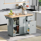 Rolling Kitchen Cart with Drop Leaf, Storage Rack, and 3-Tier Cabinet Organizer