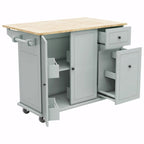 Rolling Kitchen Cart with Drop Leaf, Storage Rack, and 3-Tier Cabinet Organizer