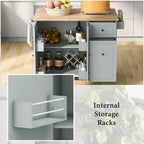 Rolling Kitchen Cart with Drop Leaf, Storage Rack, and 3-Tier Cabinet Organizer