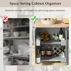 Rolling Kitchen Cart with Drop Leaf, Storage Rack, and 3-Tier Cabinet Organizer
