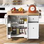 Rolling Kitchen Cart with Drop Leaf, Storage Rack, and 3-Tier Cabinet Organizer