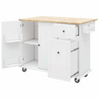 Rolling Kitchen Cart with Drop Leaf, Storage Rack, and 3-Tier Cabinet Organizer