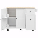 Rolling Kitchen Cart with Drop Leaf, Storage Rack, and 3-Tier Cabinet Organizer