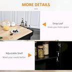 Mobile Kitchen Island with Drop Leaf, Wheels, Storage, and Towel Rack
