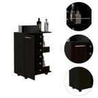 Bartlet 2-Shelf 6-Bottle Bar Cart with Division Black Wengue for Kitchen, Party and Living Room