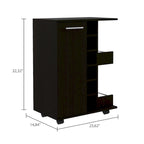 Bartlet 2-Shelf 6-Bottle Bar Cart with Division Black Wengue for Kitchen, Party and Living Room