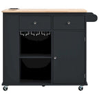 Multifunctional Kitchen Cart with Power Outlet, Open Storage and Wine Rack - 40 x 34 in.