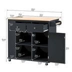 Multifunctional Kitchen Cart with Power Outlet, Open Storage and Wine Rack - 40 x 34 in.