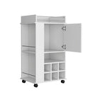 Bar Cart with Casters Reese, Six Wine Cubbies and Single Door for Kitchen, Party and Living Room