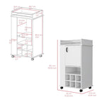Bar Cart with Casters Reese, Six Wine Cubbies and Single Door for Kitchen, Party and Living Room