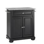 Crosley Alexandria Solid Granite Top Portable Kitchen Island in Black Finish - 18d x 31w x 33.5h