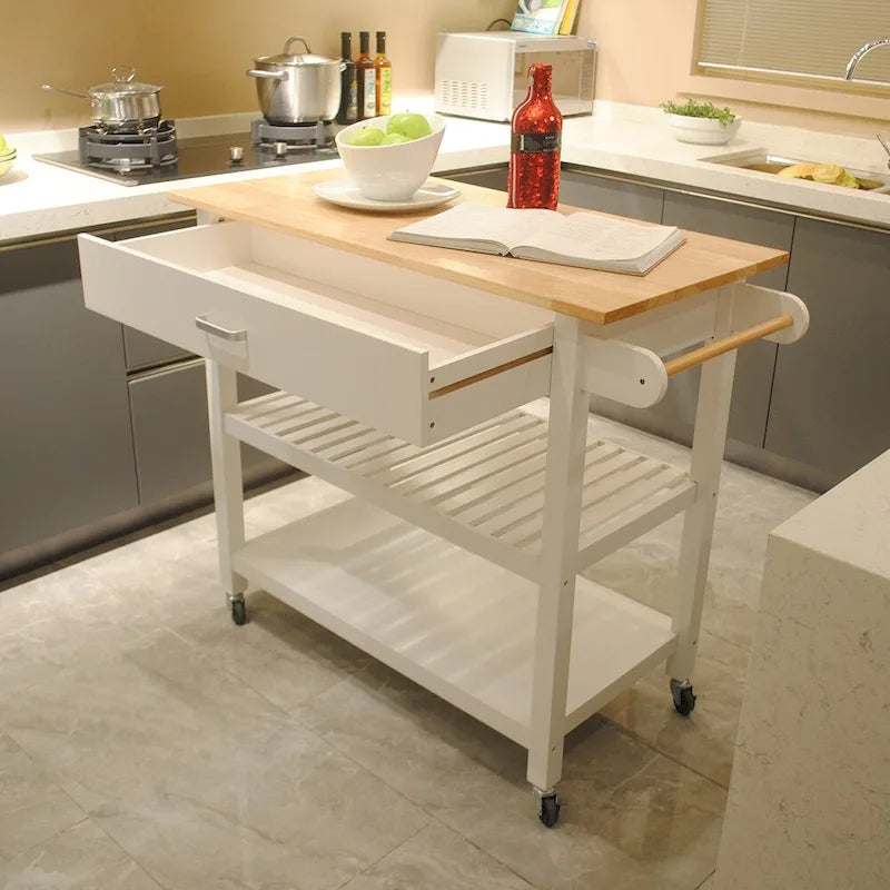 40 Mobile Kitchen Island & Kitchen Cart,with Two Lockable Wheels
