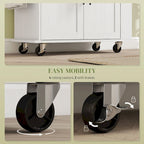 Rolling Kitchen Island with Storage, AC Outlets and USB Ports