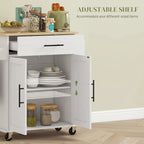 Rolling Kitchen Island with Storage, AC Outlets and USB Ports