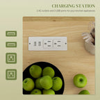 Rolling Kitchen Island with Storage, AC Outlets and USB Ports