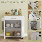 Rolling Kitchen Island with Storage, AC Outlets and USB Ports