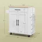 Rolling Kitchen Island with Storage, AC Outlets and USB Ports