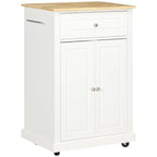 Rolling Kitchen Island Cart with Drawer, Adjustable Shelf and 2 Towel Racks