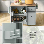 53.9 Width Rolling Kitchen Cart on Wheels with Internal Storage Rack and 3 Tier Pull Out Cabinet Organizer