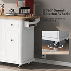 53.9 Width Rolling Kitchen Cart on Wheels with Internal Storage Rack and 3 Tier Pull Out Cabinet Organizer
