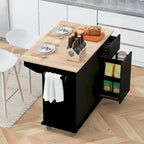 53.9 Width Rolling Kitchen Cart on Wheels with Internal Storage Rack and 3 Tier Pull Out Cabinet Organizer