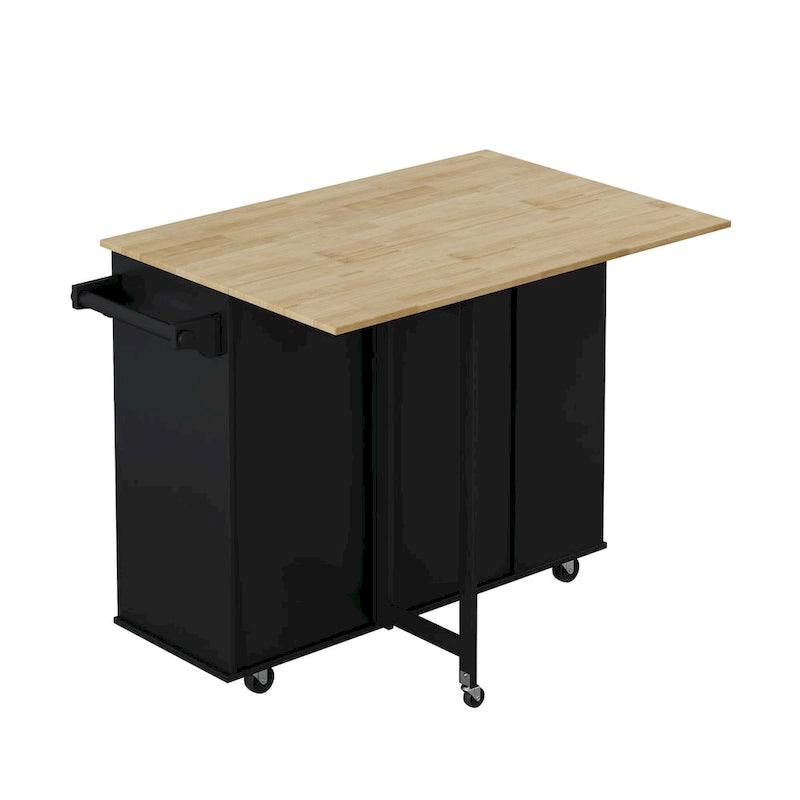Multi-Functional Kitchen Island Cart with 2 Door Cabinet and Two Drawers