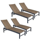 VredHom Outdoor Patio Adjustable Aluminum Chaise Lounges (Set of 4) - 76.38 L x 23.62 W x 13 H