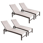 VredHom Outdoor Patio Adjustable Aluminum Chaise Lounges (Set of 4) - 76.38 L x 23.62 W x 13 H