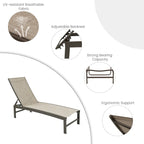 VredHom Outdoor Patio Adjustable Aluminum Chaise Lounges (Set of 4) - 76.38 L x 23.62 W x 13 H