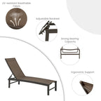 VredHom Outdoor Patio Adjustable Aluminum Chaise Lounges (Set of 4) - 76.38 L x 23.62 W x 13 H