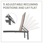 VredHom Outdoor Patio Adjustable Aluminum Chaise Lounges (Set of 4) - 76.38 L x 23.62 W x 13 H