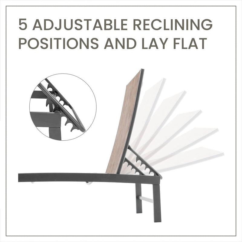 VredHom Outdoor Patio Adjustable Aluminum Chaise Lounges (Set of 4) - 76.38 L x 23.62 W x 13 H